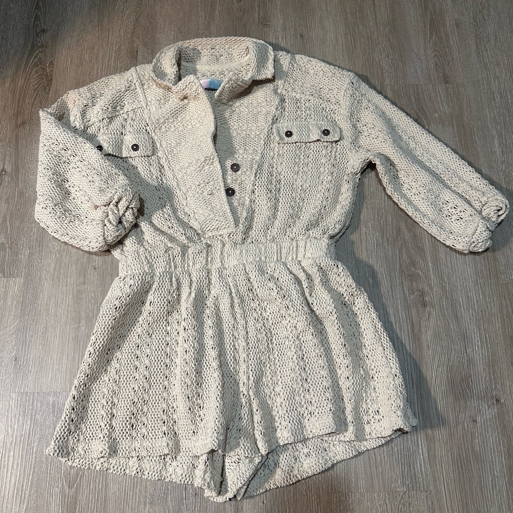 Free People Knit Button-Up Beachy Romper Size XS